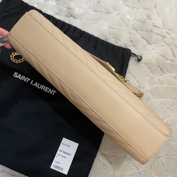 YSL Large Monogram Matelasse Shoulder Bag Nude Powder - Picture 4 of 16